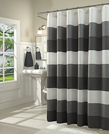 Ombre Waffle Striped Shower Curtain