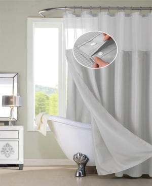 Spa 251 Waffle Complete Shower Curtain With Detachable Liner Bedding