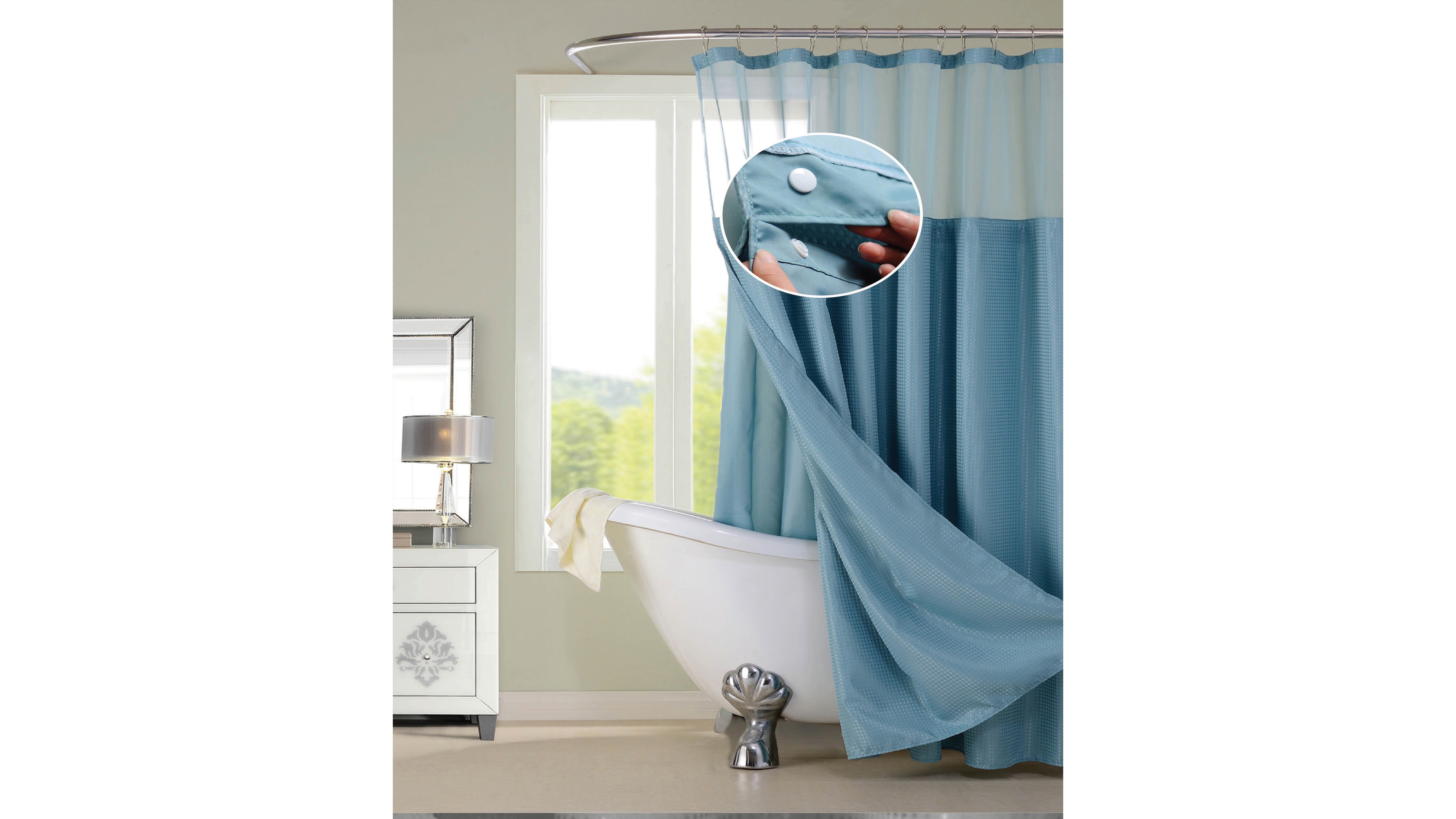 Spa 251 Waffle Complete Shower Curtain With Detachable Liner, 70" x 72"