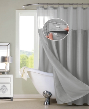 Spa 251 Waffle Complete Shower Curtain With Detachable Liner Bedding