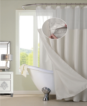 Spa 251 Waffle Complete Shower Curtain With Detachable Liner Bedding