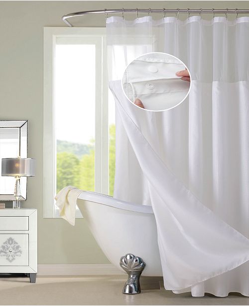 Spa 251 Waffle Complete Shower Curtain With Detachable Liner