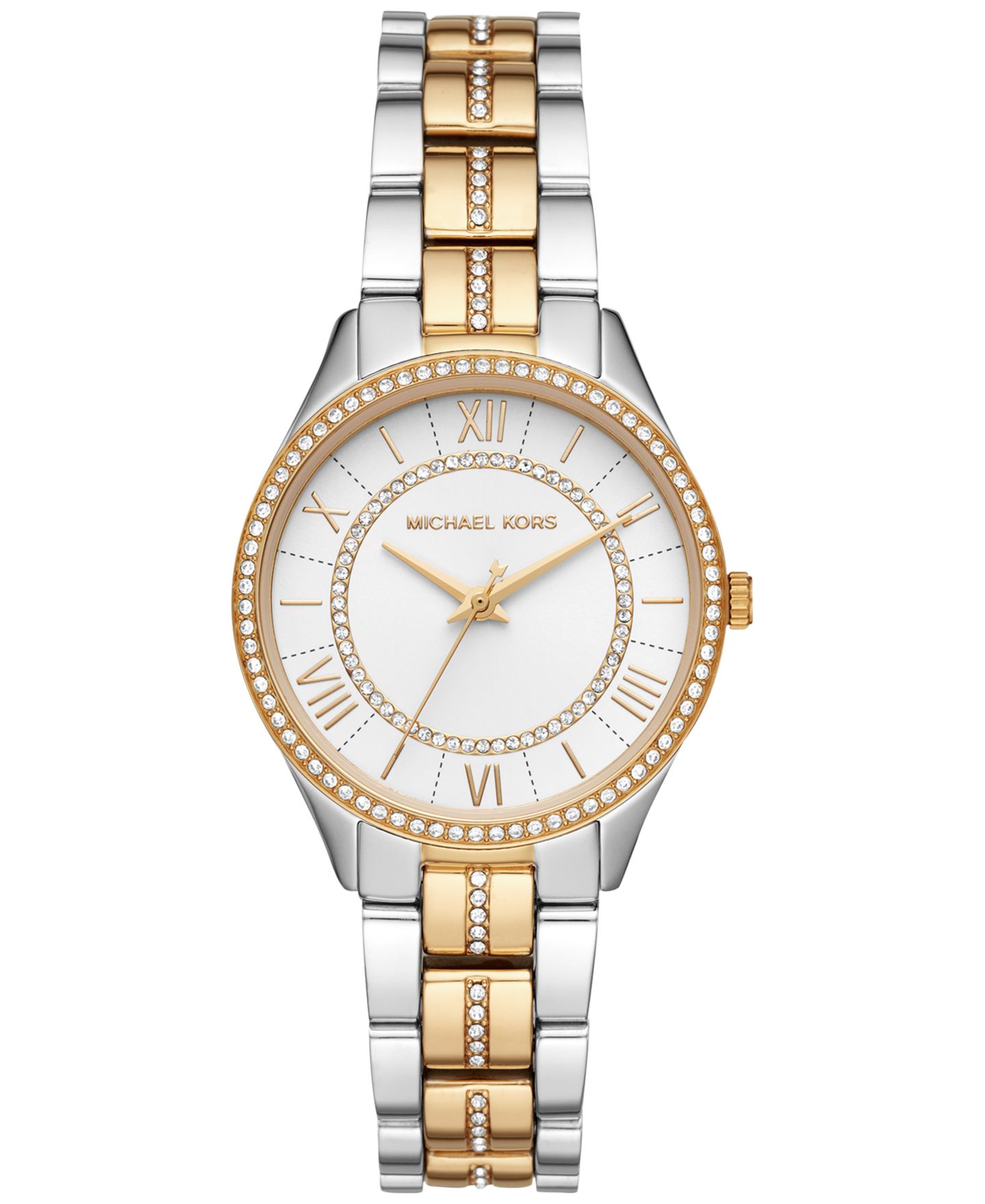 Женские часы Michael Kors Mini Lauryn Two-Tone Stainless Steel Bracelet Watch 33mm — фото 1