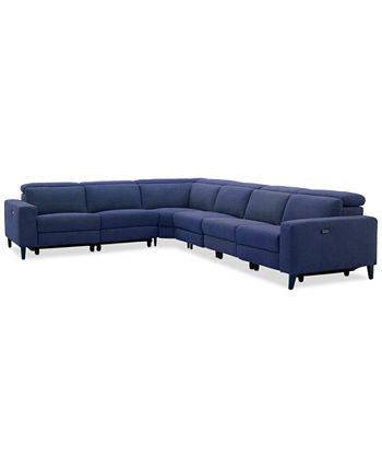 Furniture - Sleannah 6-Pc. Fabric "L" Shape Sectional with 2 Power Recliners