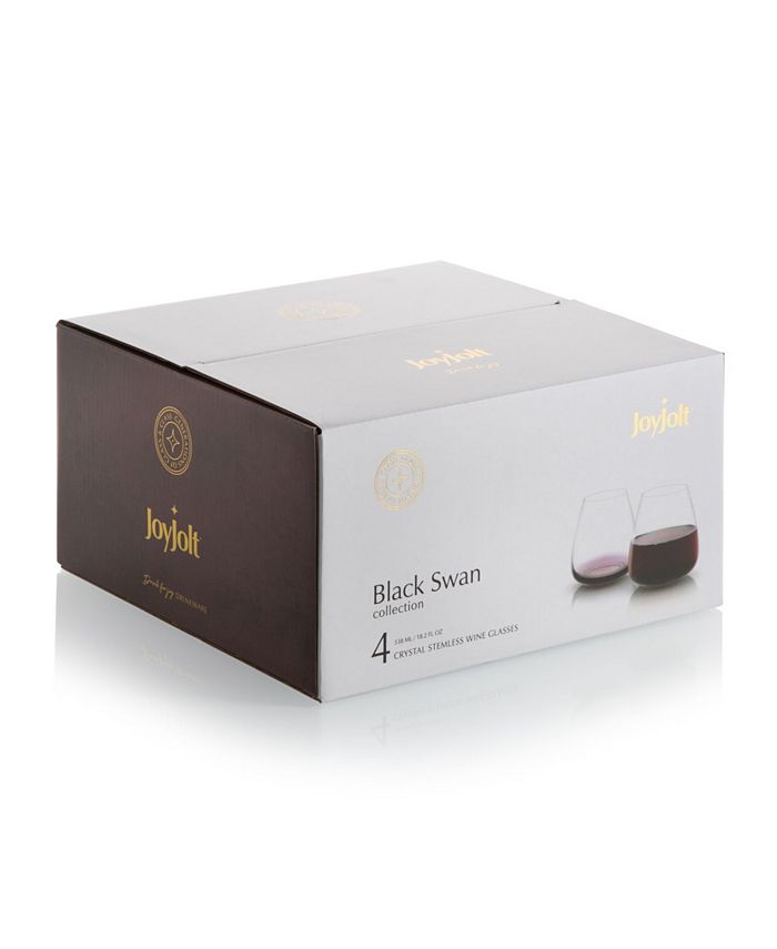 JoyJolt Black Swan Stemless Red Wine Glasses, Set of 4 Macy's
