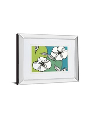 Classy Art Flowers in Unity - Teal by David Bromstad Mirror Framed Print Wall Art, 34" x 40"