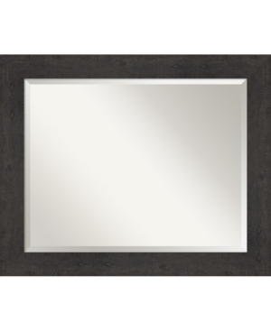 Amanti Art Rustic Plank Framed Bathroom Vanity Wall Mirror, 33.38" X 27.38" In Dark Brown