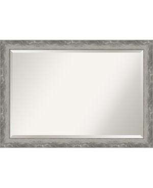 Amanti Art Waveline Silver-tone Framed Bathroom Vanity Wall Mirror, 44.38" X 34.38"