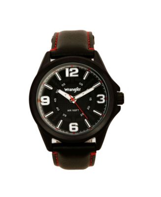 Wrangler Men's Watch, 48MM IP Black Case with Cutout Black Dial, White  Arabic Numerals, Black Strap with Red Stitching, Analog , Red Second Hand &  Reviews - All Watches - Jewelry & Watches - Macy's