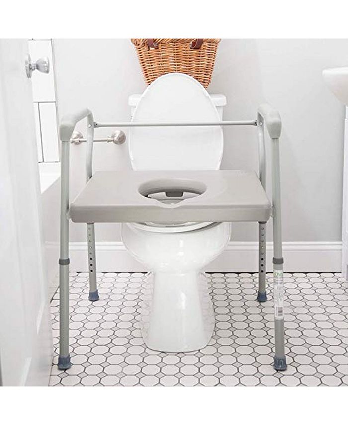 DMI Heavy Duty Bariatric Portable Bedside Commode with Toilet Safety