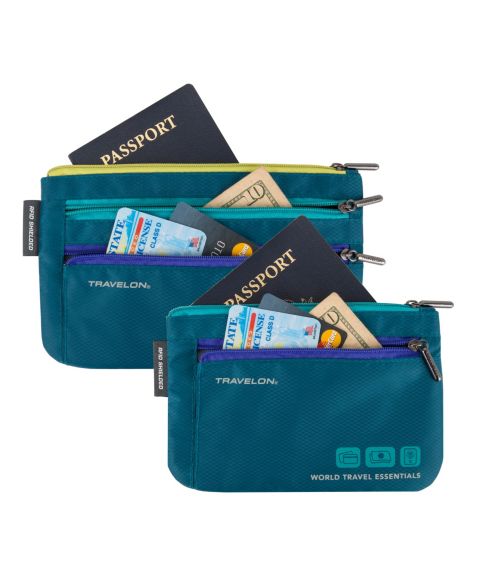 Органайзеры Travelon World Travel Essentials для валюты и паспорта, набор из 2 шт, цвет: Синий