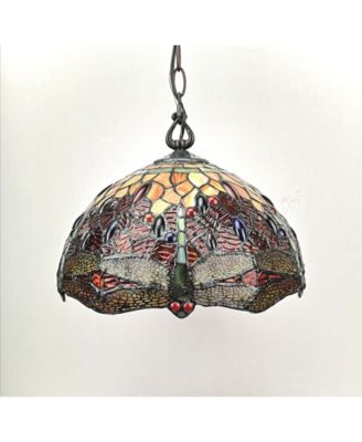 Tiffany Style 2-Light Dragonfly Hanging Lamp