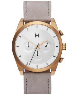 MVMT - Men's Chronograph Bronze Ore Gray Leather Strap Watch 44mm