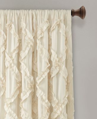 Lush Decor Ruffle Diamond Window Curtain Panels Pair 54"W x 95"L Ivory - Ruffle Curtains for Living Room - Light Filtering Curtains - Cream Drapes