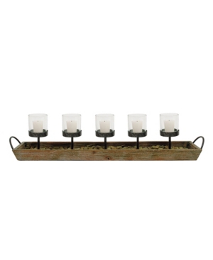 3r Studio Wood And Metal Votive Candleholder In Brown