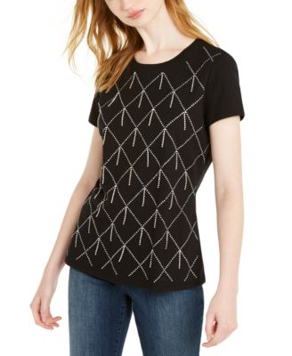 INC International Concepts - Cotton Raining Rhinestone Embellished T-Shirt