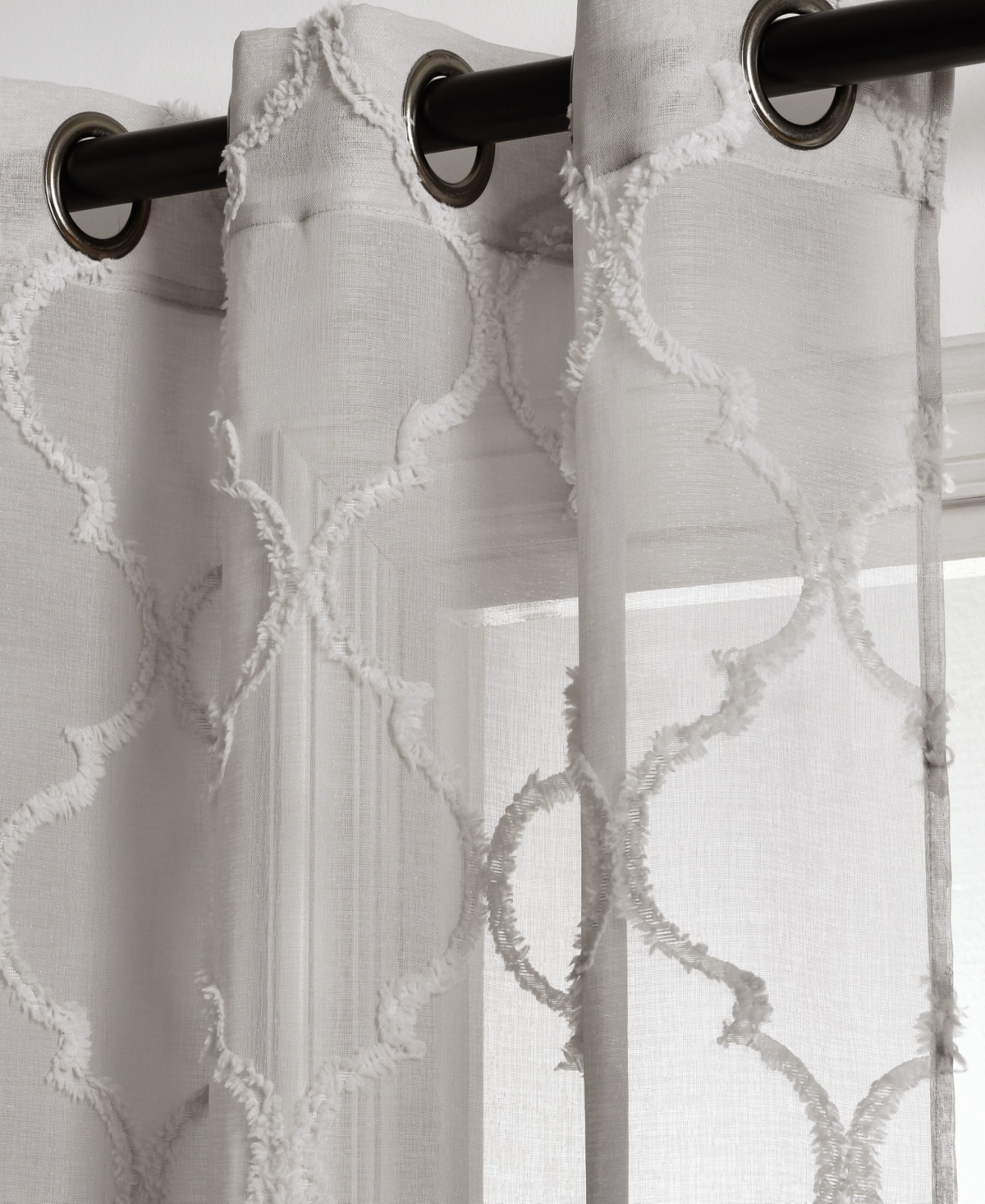 Lush Decor Avon Trellis Grommet Sheer Window Curtain Panels Pair - Curtains for Living Room or Bedroom