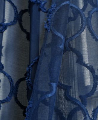 Lush Decor Avon Trellis Grommet Sheer Window Curtain Panels Pair - Sheer Curtains for Living Room or Bedroom