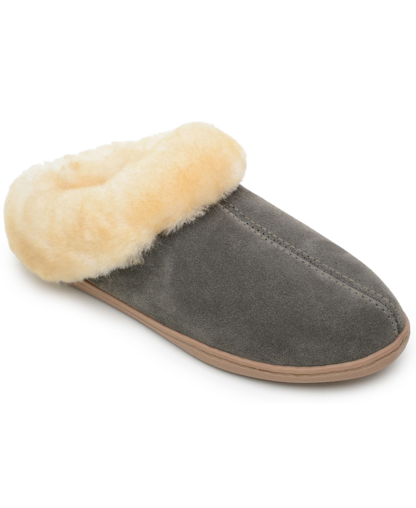 Женские сабо Minnetonka Sheepskin Mule Slippers, цвет: Серый — фото 1