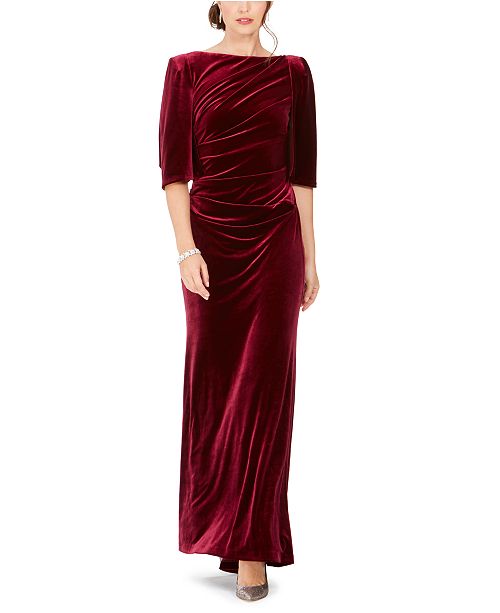 Eliza J Draped Velvet Gown Reviews Dresses Women Macy S