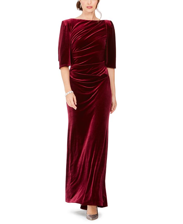 Eliza J Draped Velvet Gown - Macy's