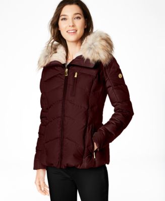 Calvin Klein Faux-Fur-Trim Hooded Down Puffer Coat, Created for Macy's ...