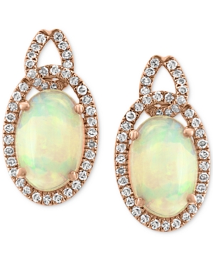 image of Effy Opal (2-5/8 ct. t.w.) & Diamond (1/3 ct. t.w.) Drop Earrings in 14k Rose Gold
