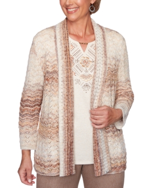 image of Alfred Dunner First Frost Pointelle Open-Front Cardigan