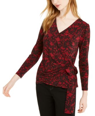 Michael Kors - Lace-Print Faux-Wrap Top