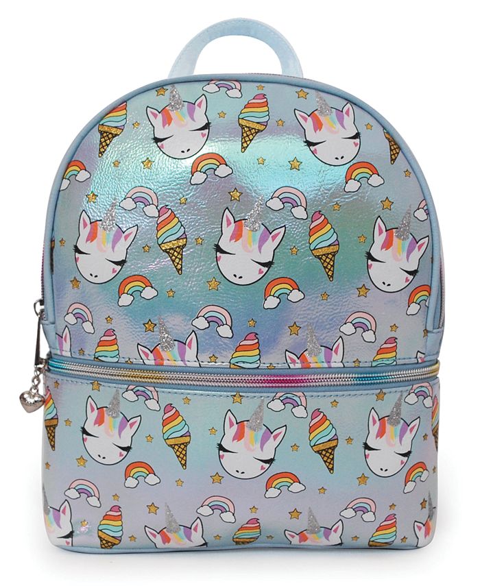 OMG! Accessories Sweets Unicorn Print Metallic Mini Backpack - Macy's