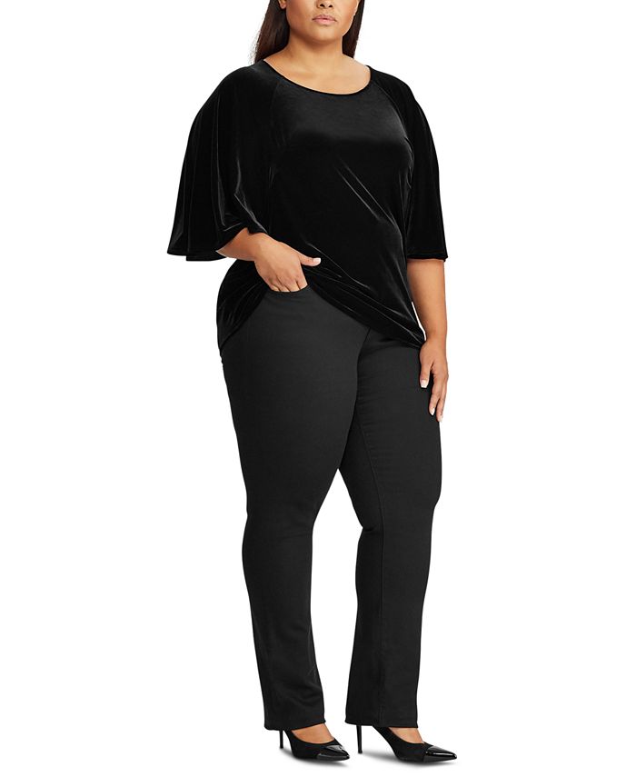 Lauren Ralph Lauren Plus Size Velvet Flutter Sleeve T Shirt And Reviews Tops Plus Sizes Macys