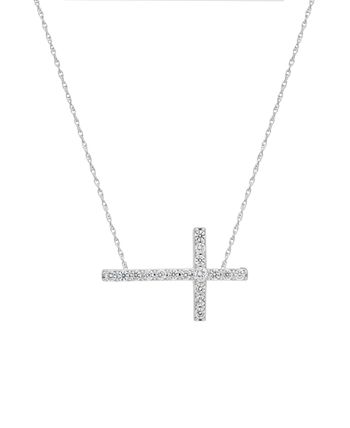 Macy's - 241 WEAR IT BOTH WAYS Diamond (&frac12; ct. t.w.) Cross Pendant Necklace in 14k White or Yellow Gold