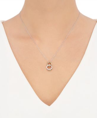 241 WEAR IT BOTH WAYS Diamond Interlocking Circle Pendant Necklace (1/5 ct. t.w.) in 14k Two-Tone White and Yellow Gold