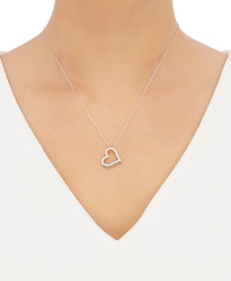 Diamond Heart Pendant Necklace (1/2 ct. t.w.) in 14k White or Yellow Gold, WEAR IT BOTH WAYS 