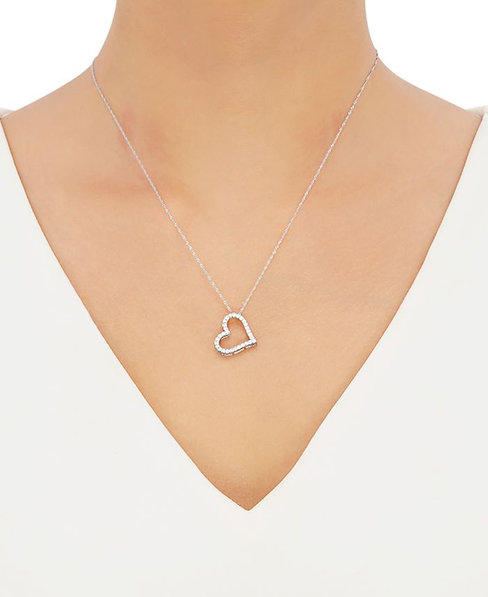 Macy's - WEAR IT BOTH WAYS Diamond (&frac12; ct. t.w.) Heart Pendant Necklace in 14k White, Yellow or Rose Gold