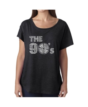 image of La Pop Art Women-s Dolman Cut Word Art Shirt - 90-s
