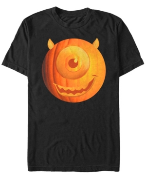 Disney Pixar Men's Monsters Inc Halloween Pumpkin Mike Big Face Short Sleeve T-Shirt