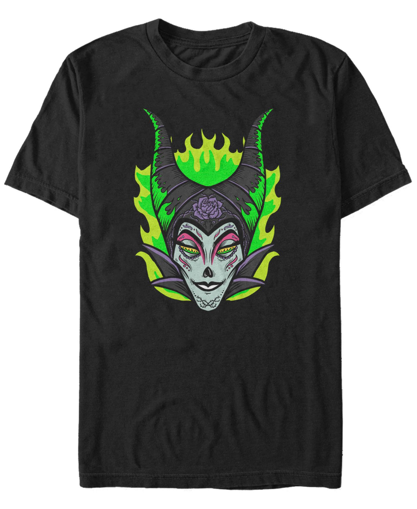 Мужская футболка Fifth Sun Disney Villains Maleficent Sugar Skull Big Face Short Sleeve, цвет: Чёрный — фото 1