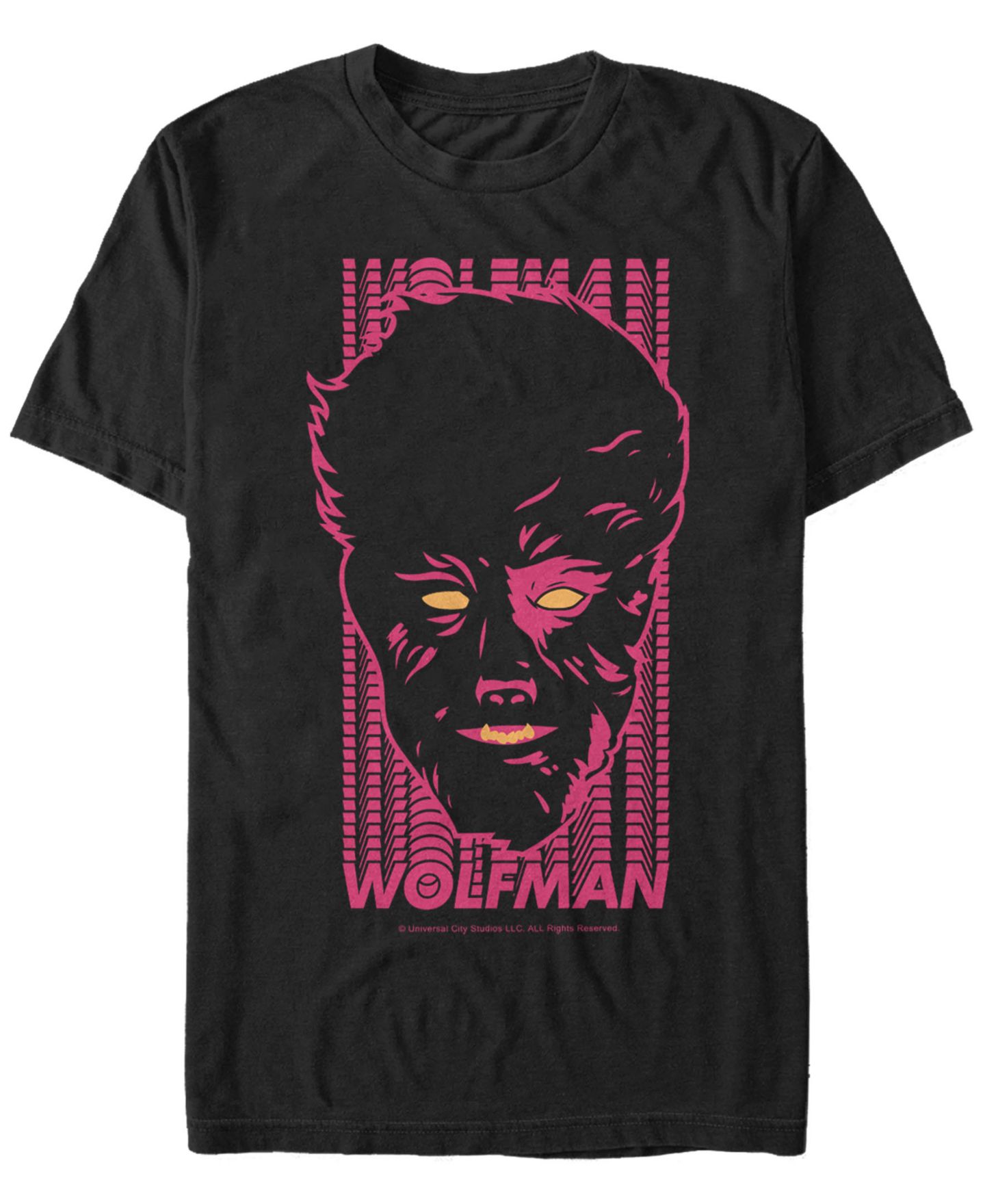 Мужская футболка Fifth Sun Universal Monsters Wolfman Neon Big Face Short Sleeve, цвет: Чёрный — фото 1