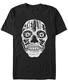 they Live Men's Skeleton Face Text Short Sleeve T-Shirt