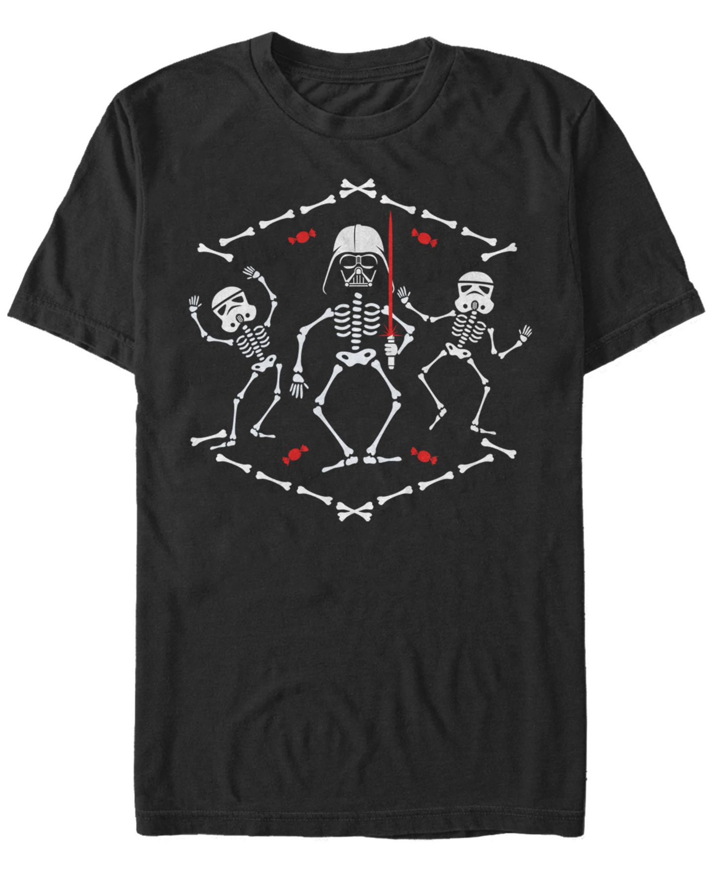 Мужская футболка Fifth Sun Star Wars Darth Vader Halloween Skeletons Short Sleeve, цвет: Чёрный — фото 1