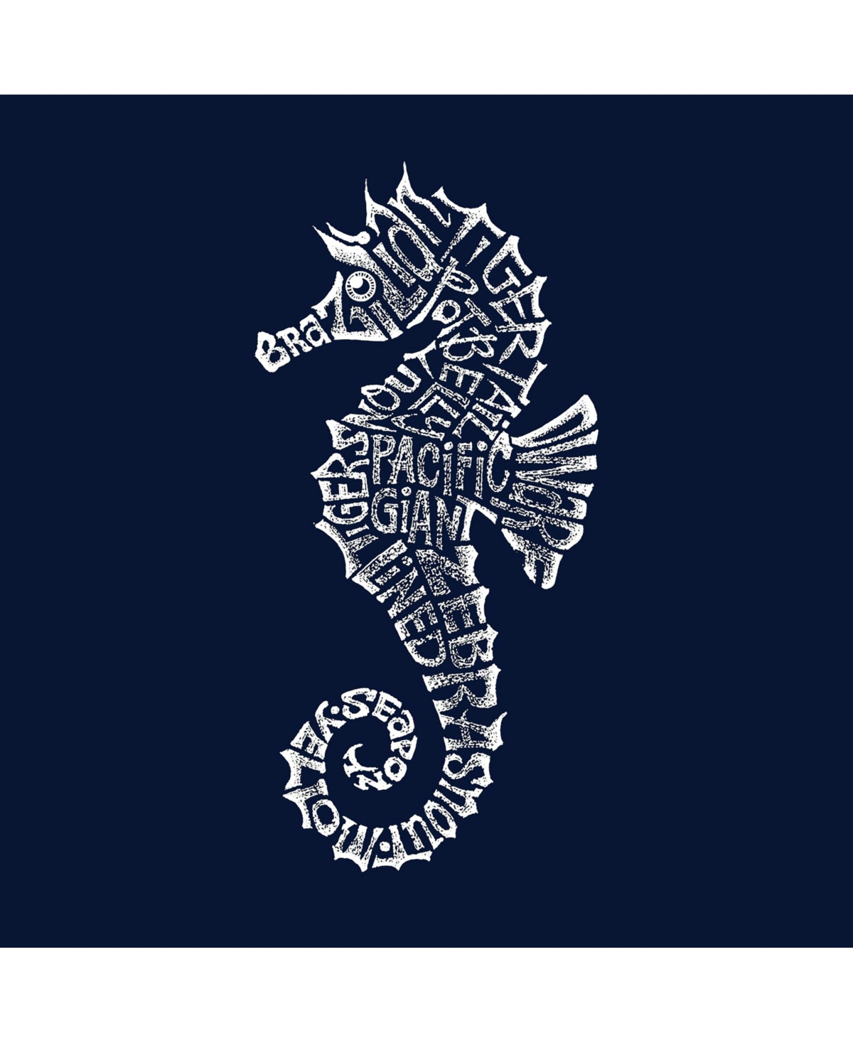 La Pop Art Women's Word Art V-Neck T-Shirt - Types of Seahorse