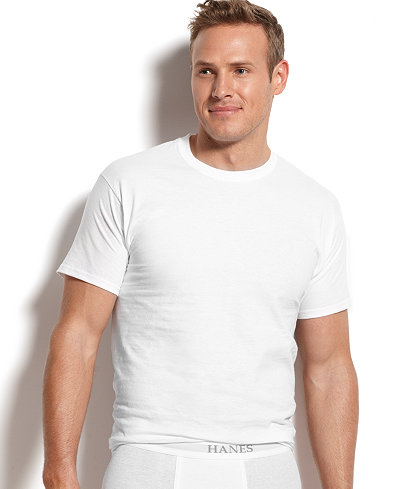 hanes men's crew-neck Undershirts 5-pack + 1 extra bonus Undershirt ...