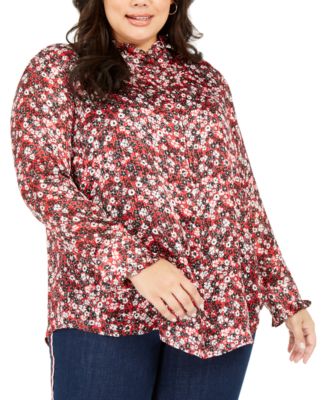 Tommy Hilfiger - Plus Size Printed Ruffled Button-Front Top