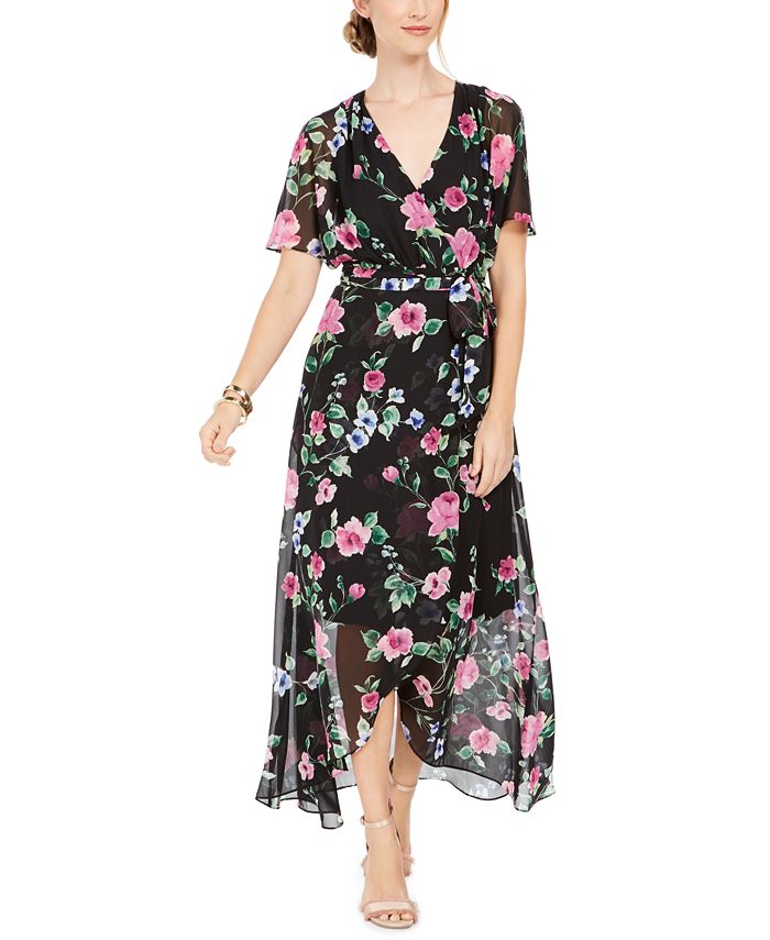 Jessica Howard Floral-Print Faux-Wrap Maxi Dress & Reviews - Dresses ...
