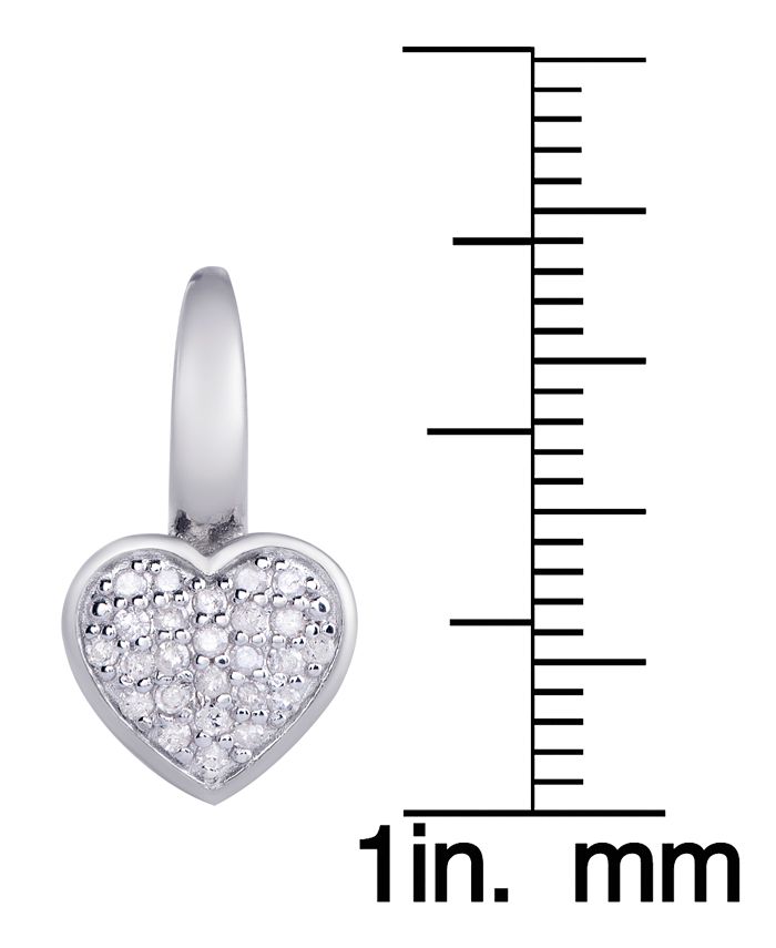 Macy's - Diamond (1/4 ct. t.w.) Heart Leverback Earrings in Sterling Silver