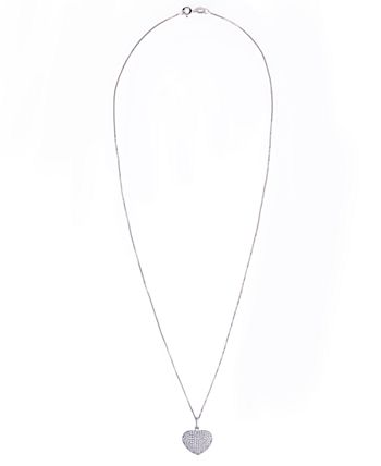Macy's - Diamond (5/8 ct. t.w.) Heart Locket Pendant Necklace in Sterling Silver