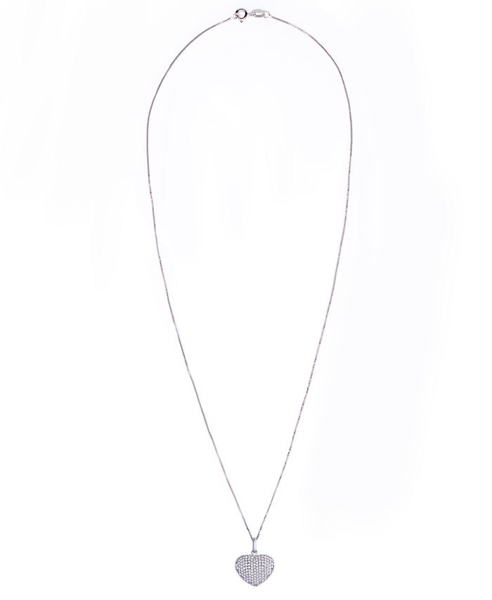 Macy's Diamond 5/8 ct. t.w. Heart Locket Pendant Necklace in Sterling