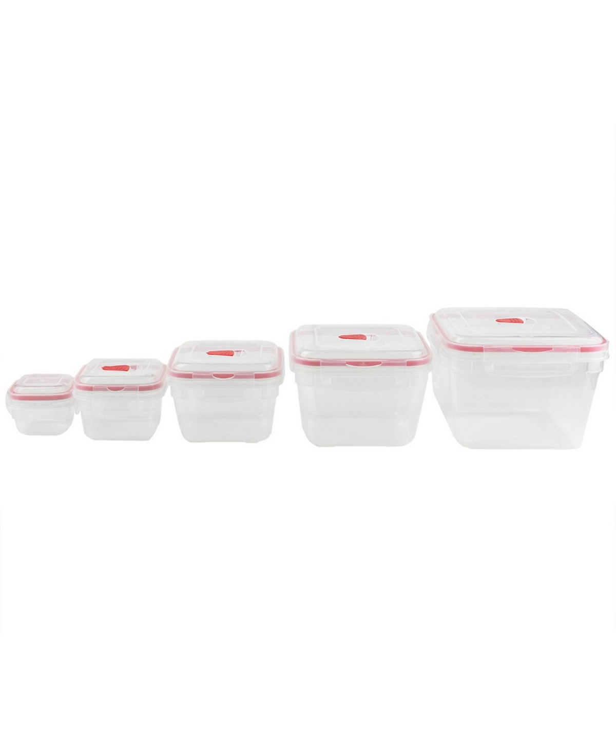 Hds Trading Locking Square Plastic Food Storage Containers with Ventilated Snap-On Lids - 10 Piece