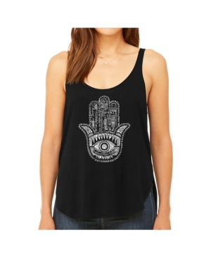 image of La Pop Art Women-s Premium Word Art Flowy Tank Top- Hamsa